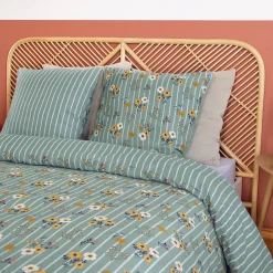 Linnea Parure de lit 260x240 cm FLORINETTE microfibre à rayures motif florale