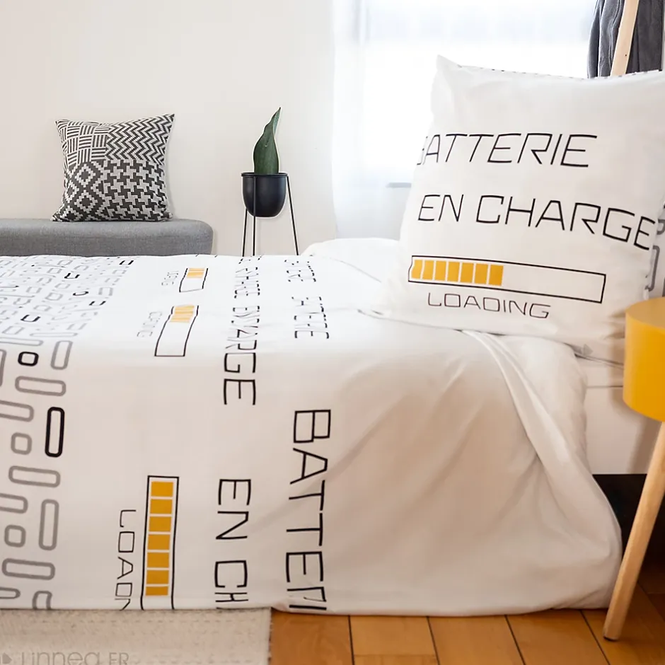 Linnea Parure de lit 140x200 cm microfibre LOADING blanc 2 pièces Discount