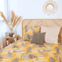 Linnea Parure de lit 240x220 cm Microfibre 50% recyclée AQUILIE Jaune 3 pièces Clearance