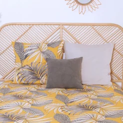 Linnea Parure de lit 240x220 cm Microfibre 50% recyclée AQUILIE Jaune 3 pièces Clearance