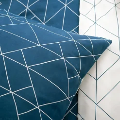 Linnea Parure de lit 240x220 cm microfibre LIST bleu 3 pièces