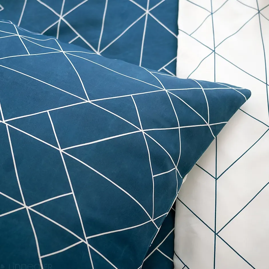 Linnea Parure de lit 240x220 cm microfibre LIST bleu 3 pièces