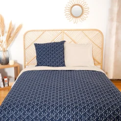 Linnea Parure de lit 240x220 cm Microfibre 50% recyclée FLENA Bleu 3 pièces