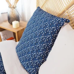 Linnea Parure de lit 240x220 cm Microfibre 50% recyclée FLENA Bleu 3 pièces