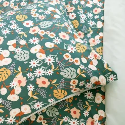 Linnea Parure de lit 260x240 cm microfibre CUEILLETTE vert 3 pièces