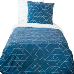 Linnea Parure de lit 140x200 cm microfibre LIST bleu 2 pièces