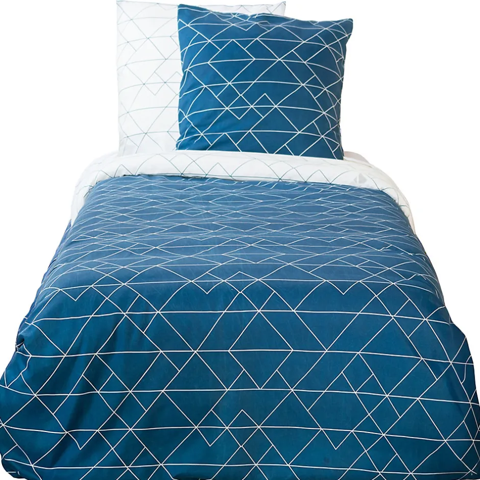 Linnea Parure de lit 140x200 cm microfibre LIST bleu 2 pièces