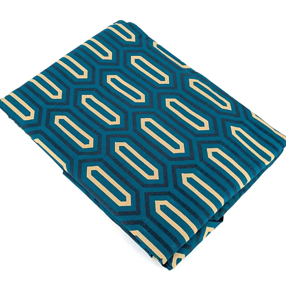 Linnea Parure de lit 140x200 cm percale de coton PAST Bleu Canard Sale