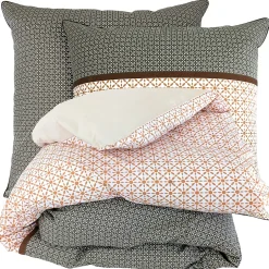 Linnea Parure de lit 140x200 cm percale coton GABIN marron Epice 2 pièces New