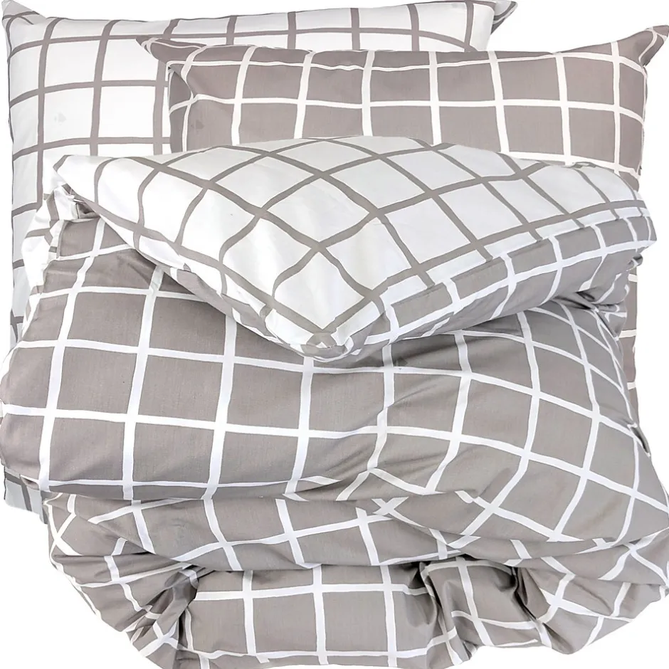 Linnea Parure de lit 200x200 cm percale coton DDM MAX Gris 3 pièces