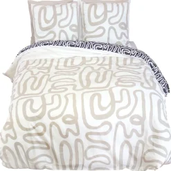 Linnea Parure de lit 260x240 cm pur coton collection SIDNIE blanc motif abstrait 3 pièces Best