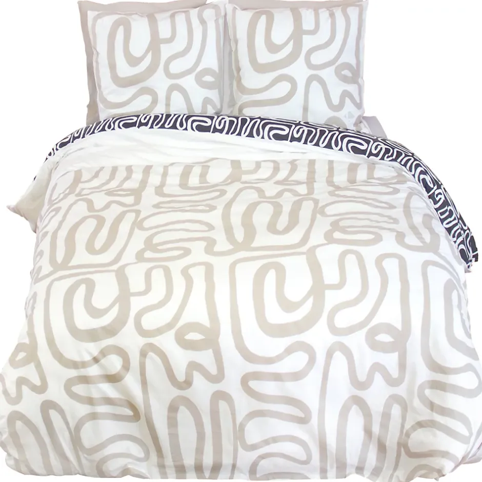 Linnea Parure de lit 260x240 cm pur coton collection SIDNIE blanc motif abstrait 3 pièces Best