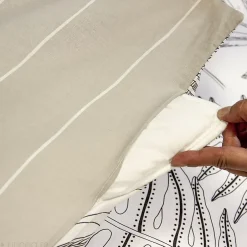 Linnea Parure de lit 260x240 cm pur coton ALIX motif végétation blanc et noir 3 pièces New