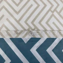 Linnea Parure de lit 240x220 cm pur coton PHOSY motif géométrique bleu 3 pièces