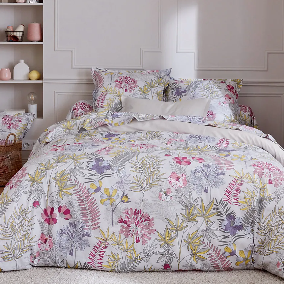 Linnea Parure de lit 140x200 cm satin de coton ANAÏS multicolore 2 pièces taies 50x70 cm