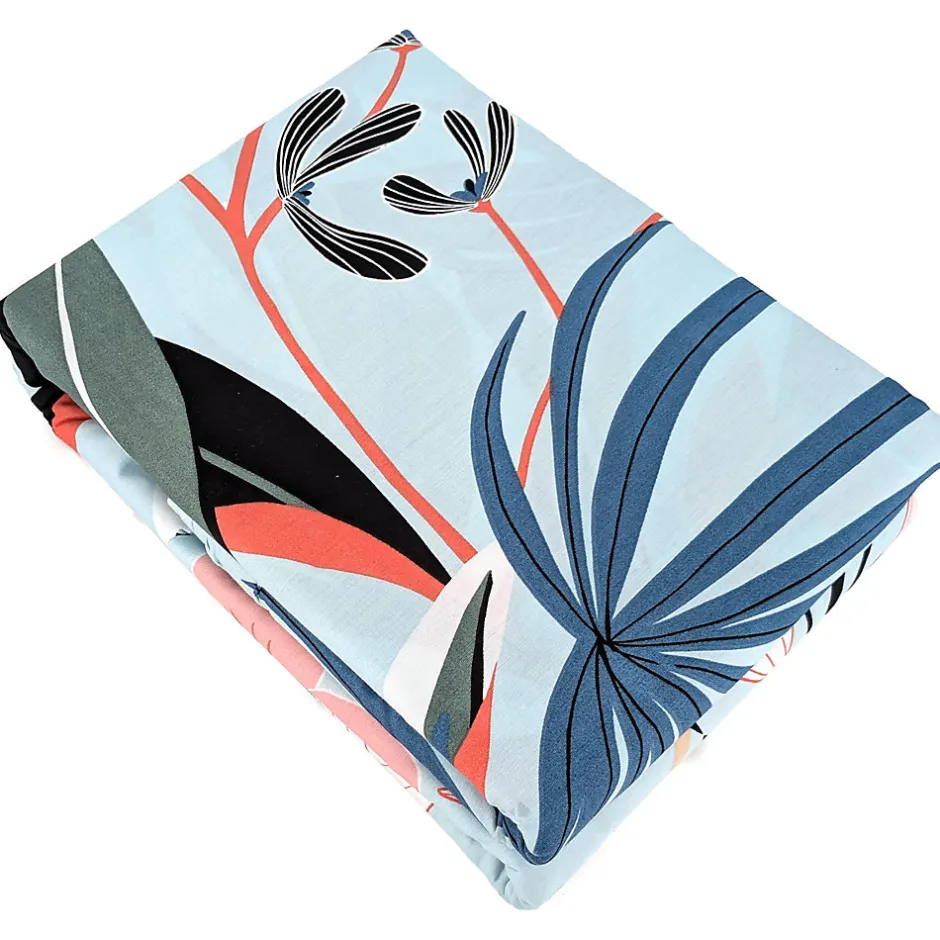 Linnea Parure de lit 260x240 cm Satin de coton PAYA Bleu 3 pièces
