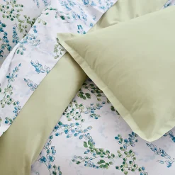 Linnea Parure de lit 140x200 cm satin de coton ANGÈLE vert tilleul 2 pièces