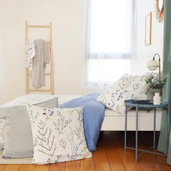 Linnea Parure de lit 240x220 cm Satin de coton FANILLE Blanc 3 pièces