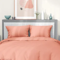 Linnea Parure de lit 240x220 cm satin de coton SAPRI rose thé 3 pièces Outlet