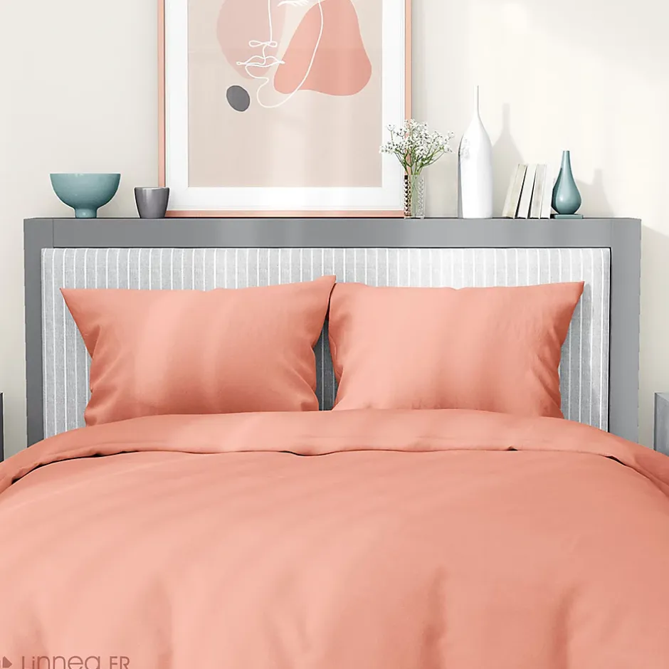 Linnea Parure de lit 240x220 cm satin de coton SAPRI rose thé 3 pièces Outlet