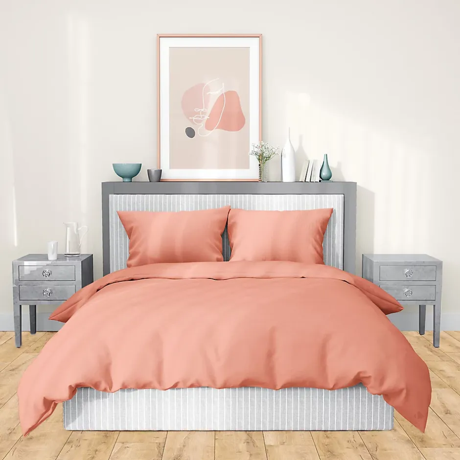 Linnea Parure de lit 240x220 cm satin de coton SAPRI rose thé 3 pièces Outlet