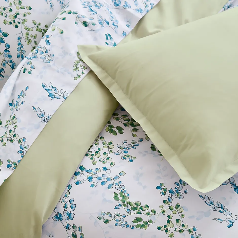 Linnea Parure de lit 240x220 cm satin de coton ANGÈLE vert tilleul 3 pièces New