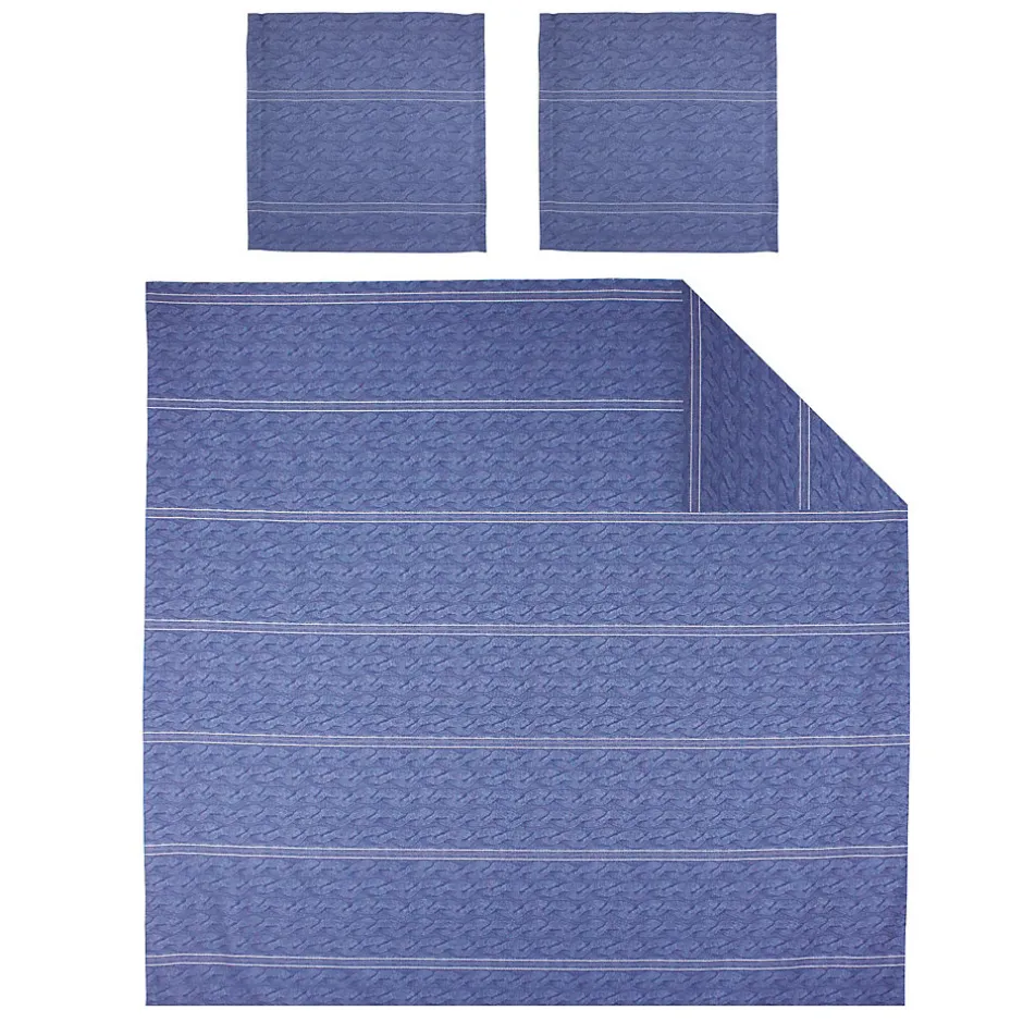 Linnea Parure de lit 240x220 cm Satin de coton VENDOME Bleu foncé