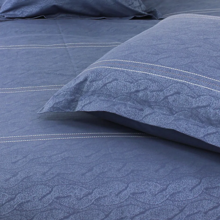 Linnea Parure de lit 240x220 cm Satin de coton VENDOME Bleu foncé