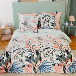 Linnea Parure de lit 240x220 cm Satin de coton PAYA Bleu 3 pièces Discount