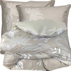 Linnea Parure de lit 240x220 cm satin de coton CAYENNE beige Ficelle 3 pièces
