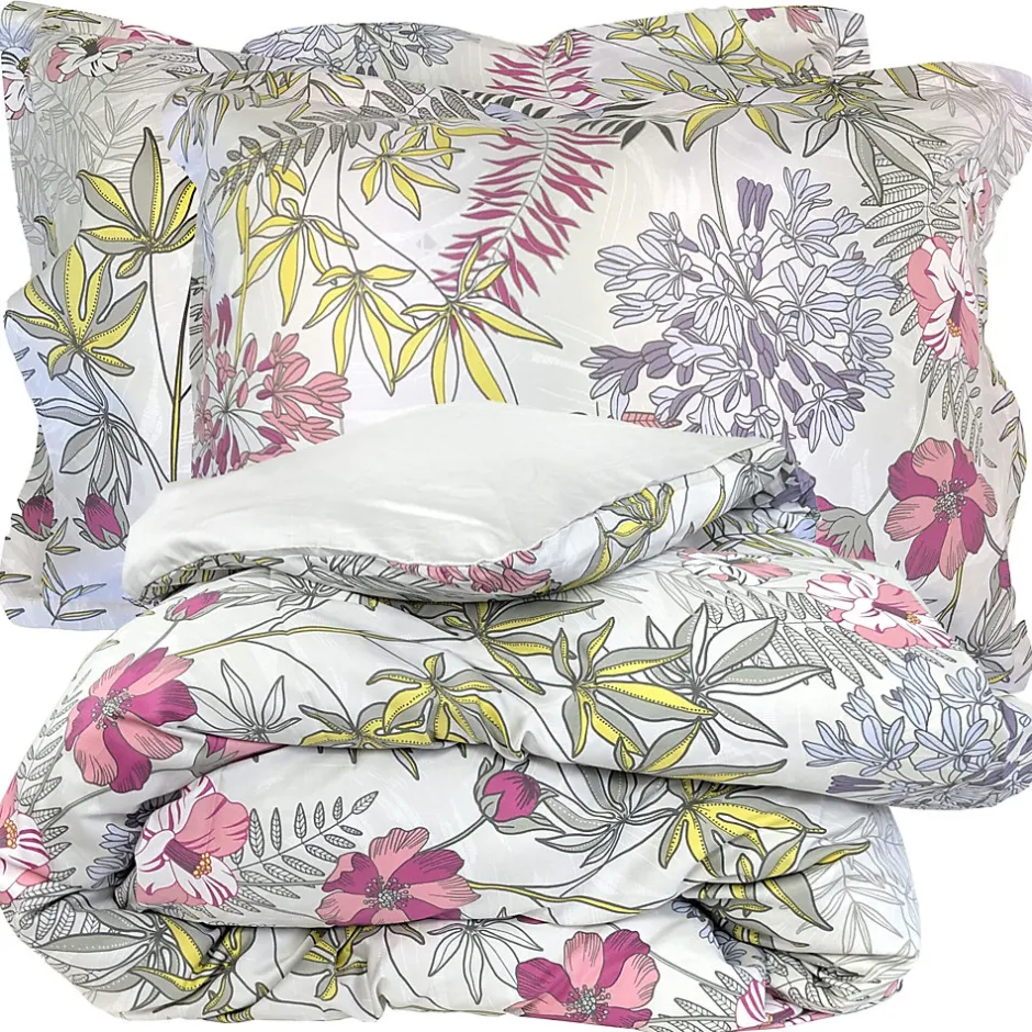 Linnea Parure de lit 240x220 cm satin de coton ANAÏS multicolore 3 pièces taies 50x70 cm