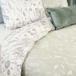 Linnea Parure de lit 240x220 cm Satin de coton SUSIE Vert 3 pièces