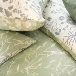 Linnea Parure de lit 240x220 cm Satin de coton SUSIE Vert 3 pièces