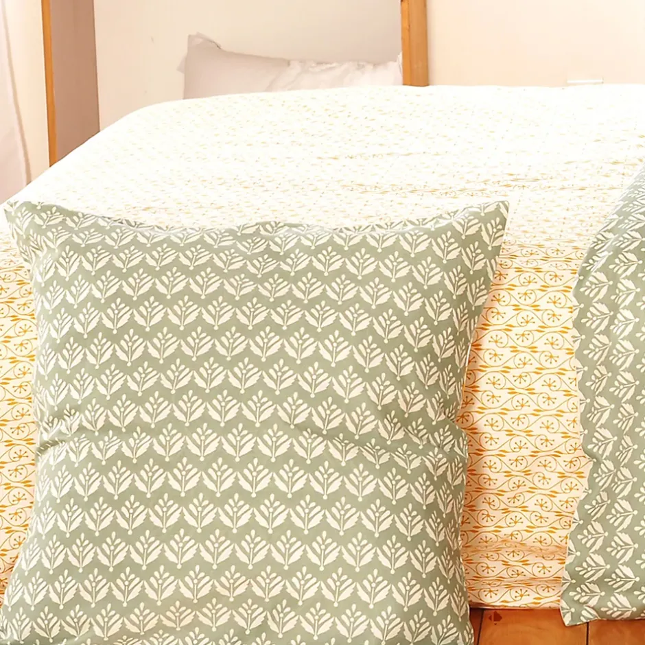 Linnea Parure de lit 260x240 cm Satin de coton ORIENT Vert 3 pièces Discount