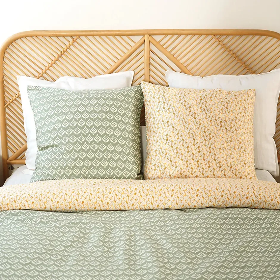 Linnea Parure de lit 260x240 cm Satin de coton ORIENT Vert 3 pièces Discount