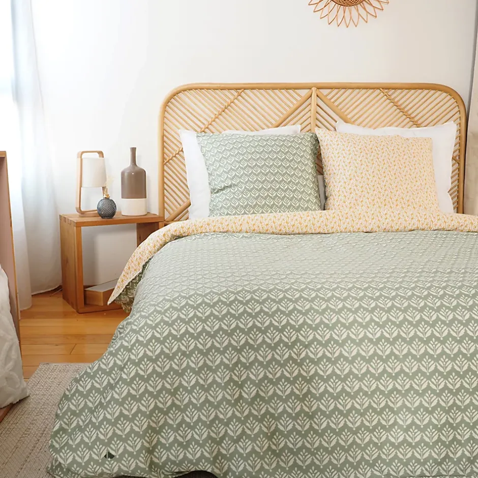 Linnea Parure de lit 260x240 cm Satin de coton ORIENT Vert 3 pièces Discount