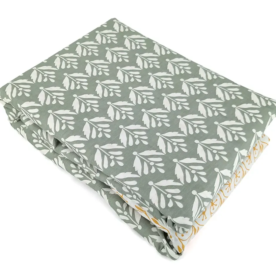 Linnea Parure de lit 260x240 cm Satin de coton ORIENT Vert 3 pièces Discount