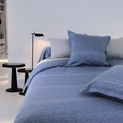 Linnea Parure de lit 260x240 cm Satin de coton VENDOME Bleu foncé