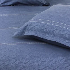 Linnea Parure de lit 260x240 cm Satin de coton VENDOME Bleu foncé