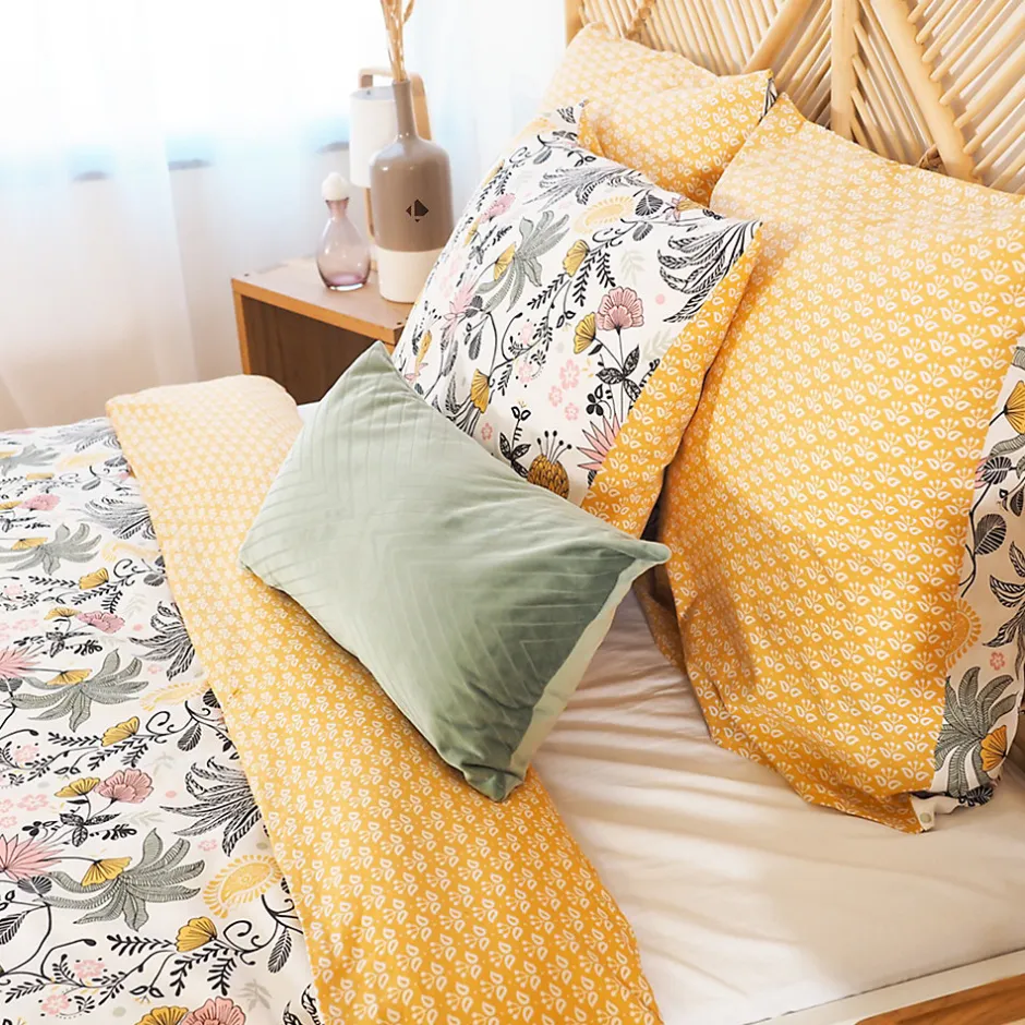 Linnea Parure de lit 240x220 cm Satin de coton WAYAN Vert 3 pièces