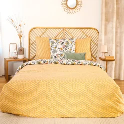 Linnea Parure de lit 240x220 cm Satin de coton WAYAN Vert 3 pièces