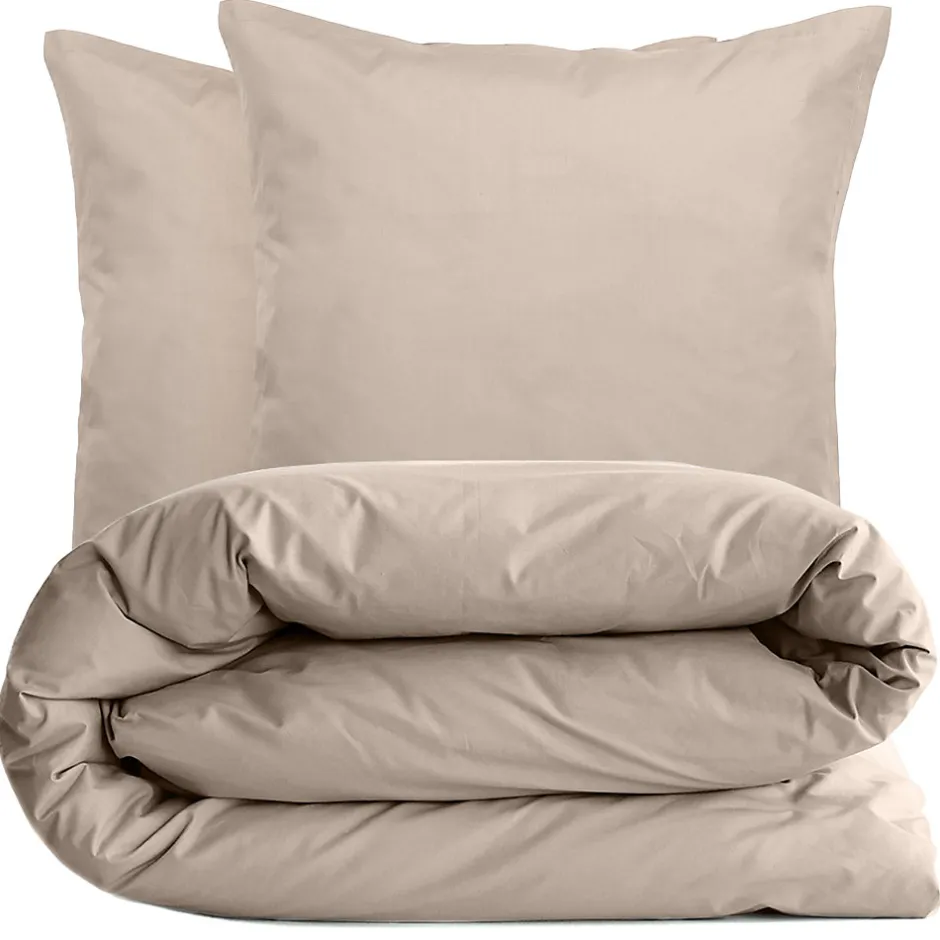 Linnea Parure de lit 280x240 cm set 65x65 cm percale MANOIR beige Lin