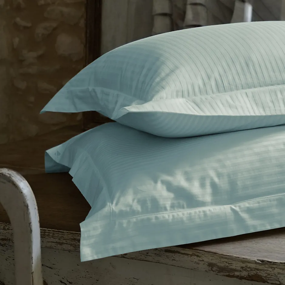 Linnea Parure de lit 280x240 cm set 65x65 satin CONCERTO rayures vert Lichen