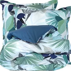 Linnea Parure de lit 140x200 cm taie 65x65 cm percale de coton MOOREA PACIFIC bleu/vert 2 pièces Online