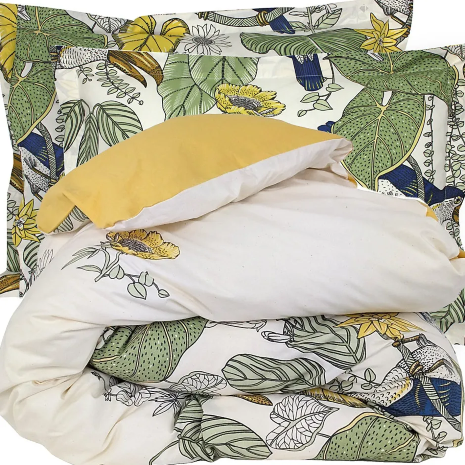Linnea Parure de lit 260x240 cm 50x70 cm coton TOCO vert 3 pièces