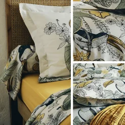 Linnea Parure de lit 260x240 cm 65x65 cm coton TOCO vert 3 pièces New