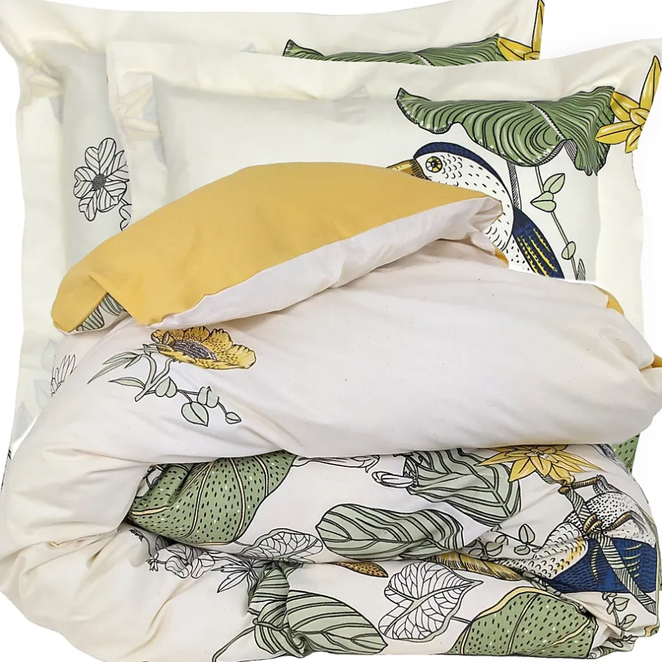 Linnea Parure de lit 260x240 cm 65x65 cm coton TOCO vert 3 pièces New