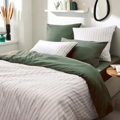 Linnea Parure de lit 260x240 cm 65x65 cm percale coton GABY vert Kaki 3 pièces Hot