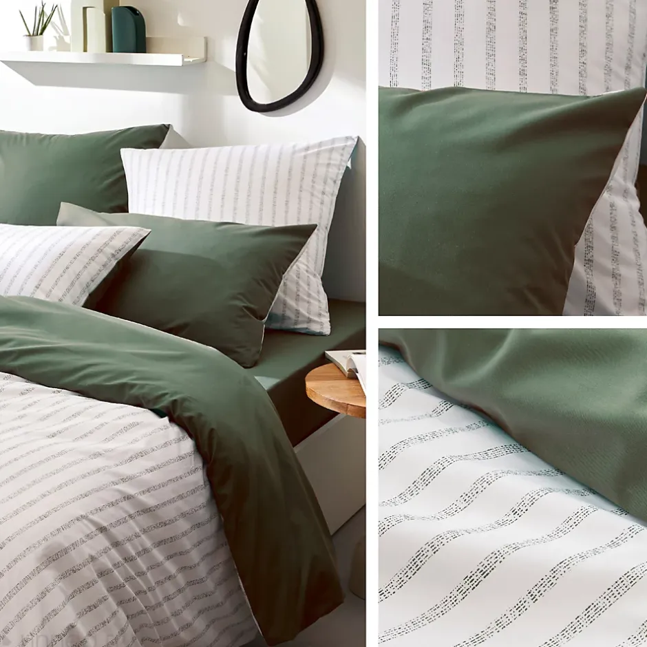 Linnea Parure de lit 260x240 cm 65x65 cm percale coton GABY vert Kaki 3 pièces Hot