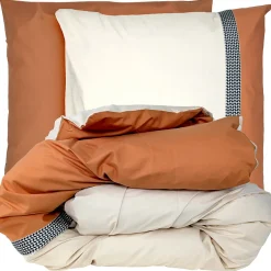 Linnea Parure de lit 140x200 cm 65x65 cm percale MACASSAR Cognac 2 pièces